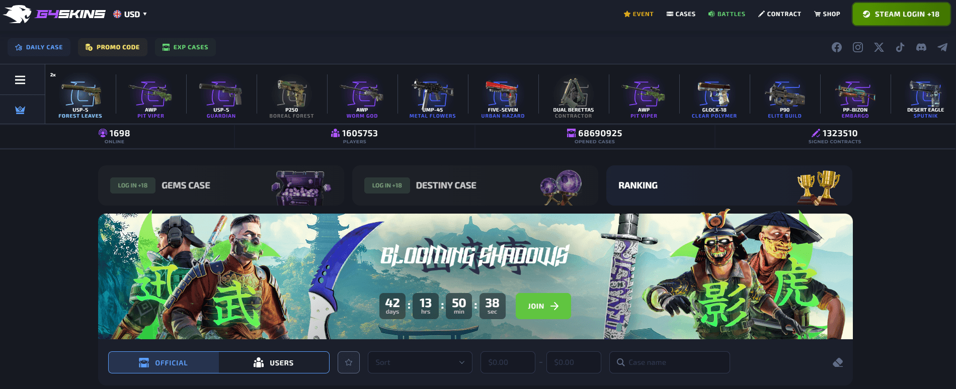 Buying Cases and Selling Unboxed Skins on G4Skins