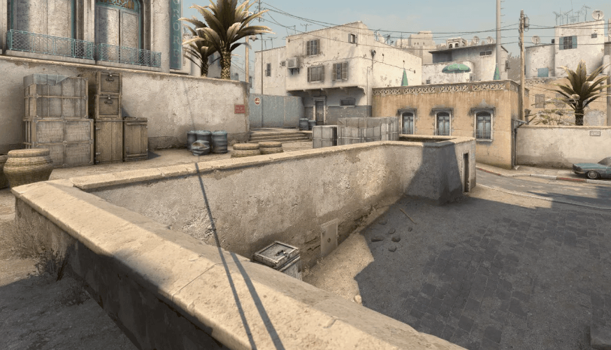 Oznaczenia kluczowych pozycji na mapie Dust2 w CS2