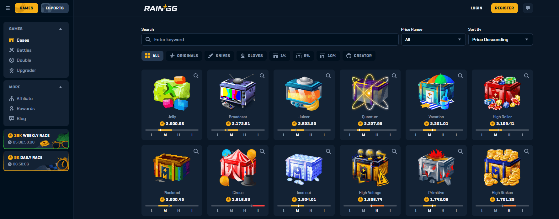 Compra e Venda de Caixas na Plataforma Rain